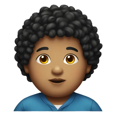 Obese, young boy, black curly hair. sticker