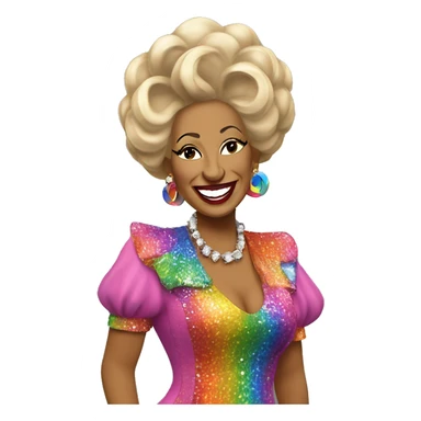 “Celia Cruz in a colorful outfit, smiling and performing with musical notes around her.” sticker