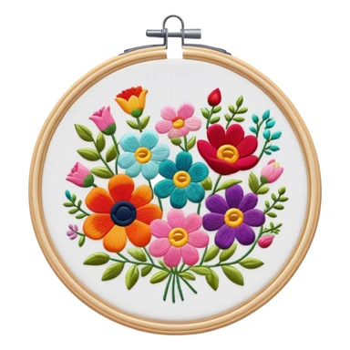 Embroidery hoop with flowers sticker