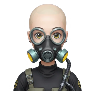 cyberpunk gasmask girl programmer buzzcut bald sticker