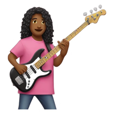 bruned-long-bassguitar-player-pink-tshirt-pink sticker