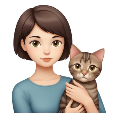 A handsome girl with short hair is holding a Devon cat sticker