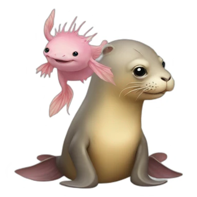 A sea lion with a axolotl sticker