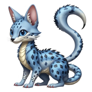 Realistic cute Flurry furry scary slimy oily glossy wet gloomy dusky scaly sergal-serval-possum-sphynx-Koi-sergal-fusion-animal-hybrid-creature with a snake-tail sticker