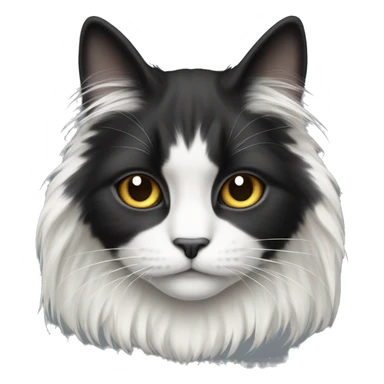 long haired cat half black half white with black bottom jaw sticker