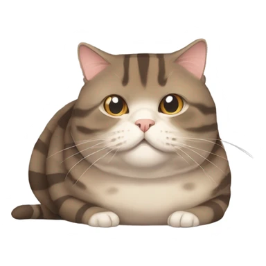 A fat Scottish cat of dark reed color with light stripes is lying sticker