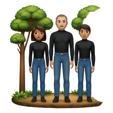 create a founder mode emoji like steve jobs having a 100 executive retreat in the woods represent the outdoors and the 100 top employees

 sticker