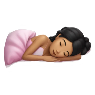 sleeping beauty black hair asian girl with a silk pillow sticker