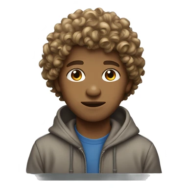 Curly light brown Hair boy with hoodie sticker