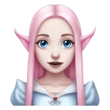 Cute spooky CUTE pink pale vampire teeth pretty pink eyebrows vampire goth princess elf ears blue eyes whole body sticker