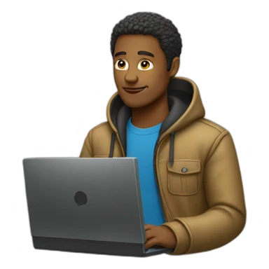 cool dude in jacket working on pc sticker