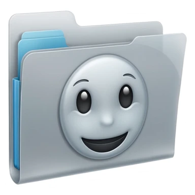 A **minimal emoji-style icon** of a frosted light-gray plastic folder, rectangular with **rounded corner*, **elastic string closure with a circular button** at the center, slightly translucent surface, clean flat front, subtle soft shading, a
 sticker
