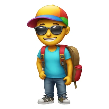boy smiling outdoors with accessories sticker