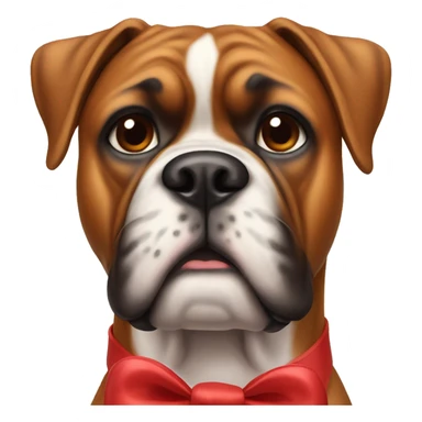 Boxer dog with a red bow on her neck and no bow on her head sticker