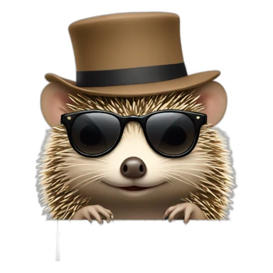 Hedgehog wearing a fedora and black sunglasses, playing piano sticker