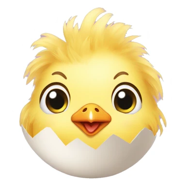 baby chicken with hair hatching from an egg sticker