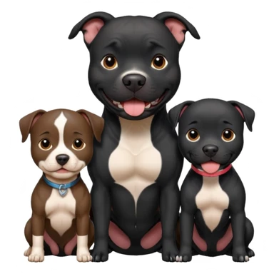 Black pitbull dog with mom and dad  sticker