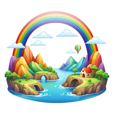 Rainbow Bridge – Arched rainbow connecting flying islands. sticker