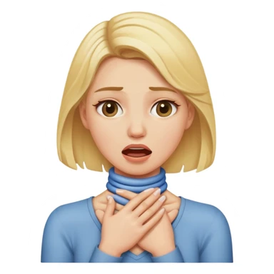 A blonde woman choking herself around her neck sticker