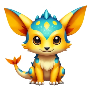 Exotic colorful chibi Fakémon-creature with random markings sticker