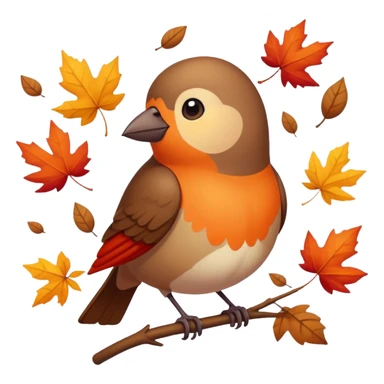 a single bird watching other birds fly away, surrounded by falling autumn leaves sticker