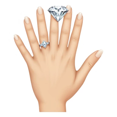 LEFT hand with diamond ring on ring finger (second finger from the pinkie) sticker