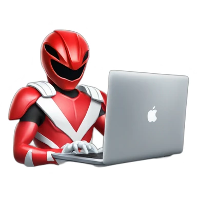 red power ranger with a laptop computer mac sticker