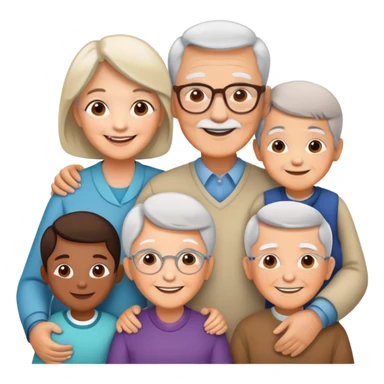 multigenerational family with grandparents, parents and children sticker
