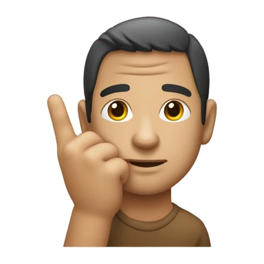 Chico con la mano izquierda sobre el rostro con la cabeza agachada y la mano derecha levantada en diagonal sticker