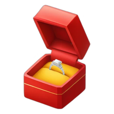 A diamond ring inside a opened red box  sticker