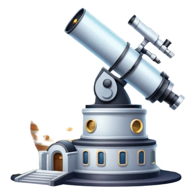 An icon featuring visible planets, distant stars, and galaxies, an observatory with a giant telescope, set against a starry sky, symbolizing the study of astronomy and celestial exploration. Transparent background highlights the wonder of the universe. sticker
