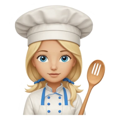 Long Blonde hair blue eyed female chef sticker