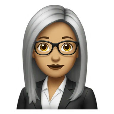 female lawyer with blakc long hair an glasses sticker