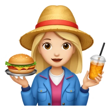 tourist woman holding street food sticker