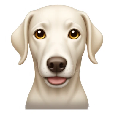 cream white colored dog, long face, pointy ears, brown eyes, light brown nose sticker