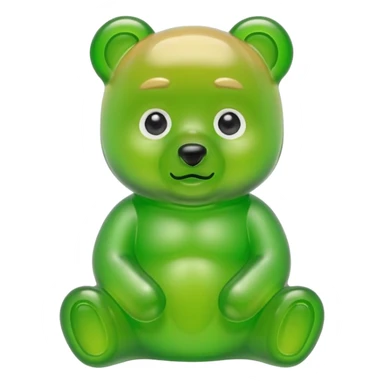 green gummy bear with eyes and blond hair sticker