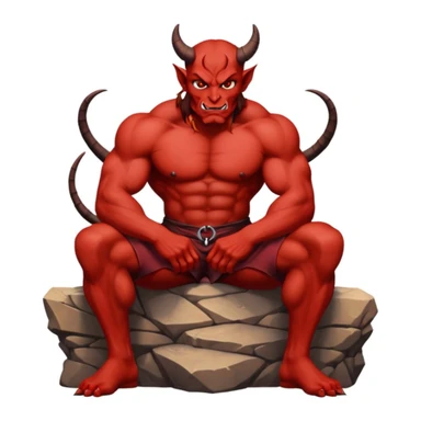 Devil sitting on a ledge looking over his shoulders  sticker