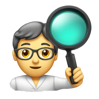 a researcher with a magnifier sticker