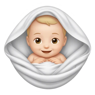 newborn baby smiling in white sheet sticker