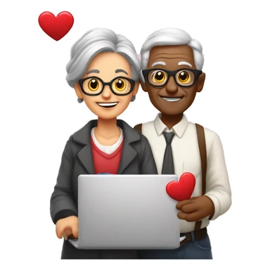 nerd Grandparents in Day St Valentines with laptops sticker