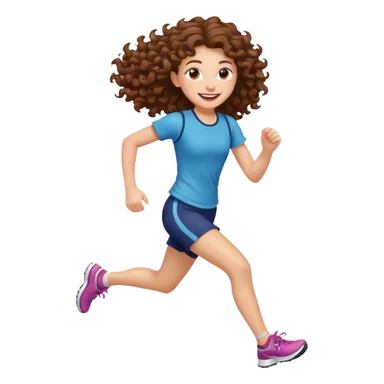 curly brown hair long girl running sticker