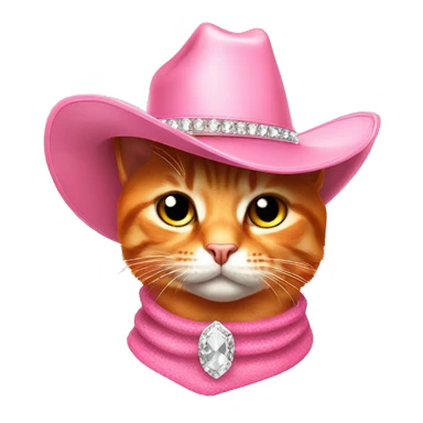 orange realistic cat wearing a bedazzled pink cowgirl hat  sticker
