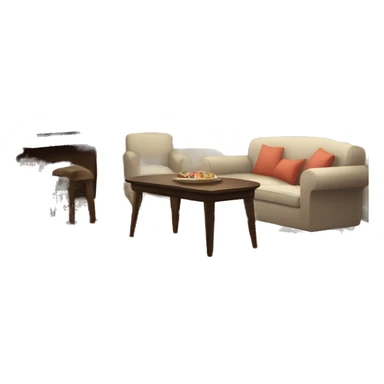 a living room with a carpet on the wall; a big dinner table with floor lamps next to the table, a piano sticker