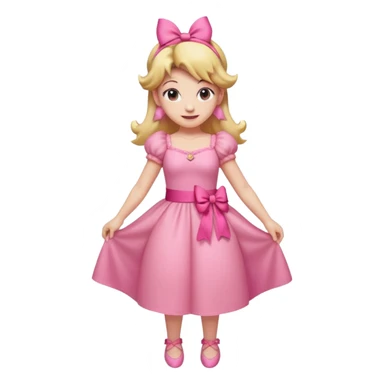 Princess peach full body with a pink ribbon tied to her hair sticker