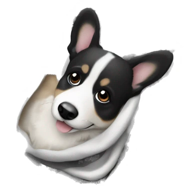 Black-white puppy corgi cardigan in a blanket sticker