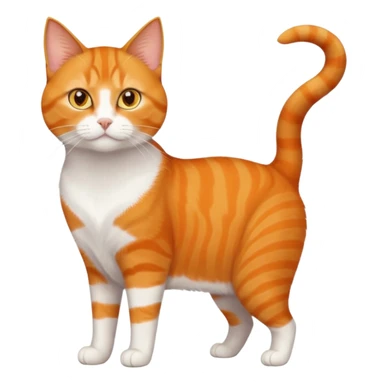 full body orange domestic shorthair slim cat with yellow/orange eyes with a white triangle on his nose sticker