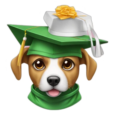 perrito con gorro de graduación verde sticker
