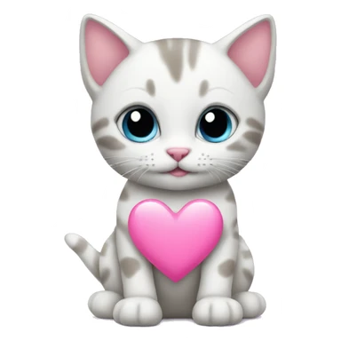 kitten with pink heart  sticker