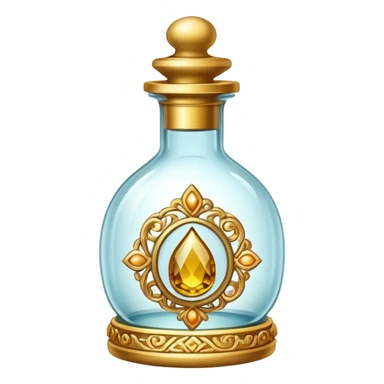 An ornate beautiful vial containing a relic sticker