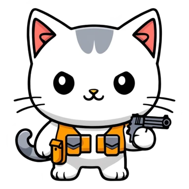 Cat with gun for a robbery  sticker